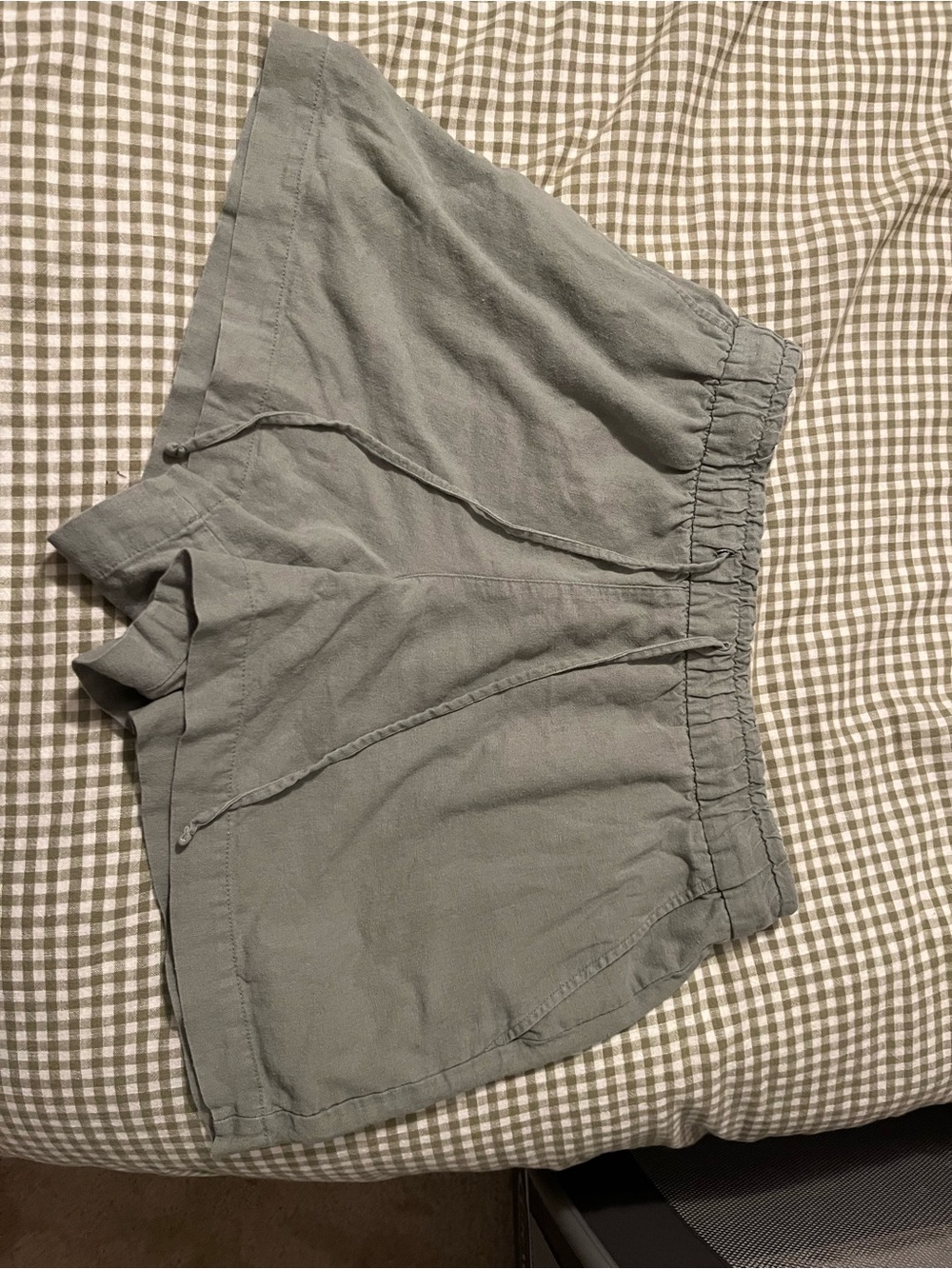Light sage Casual Drawstring Shorts